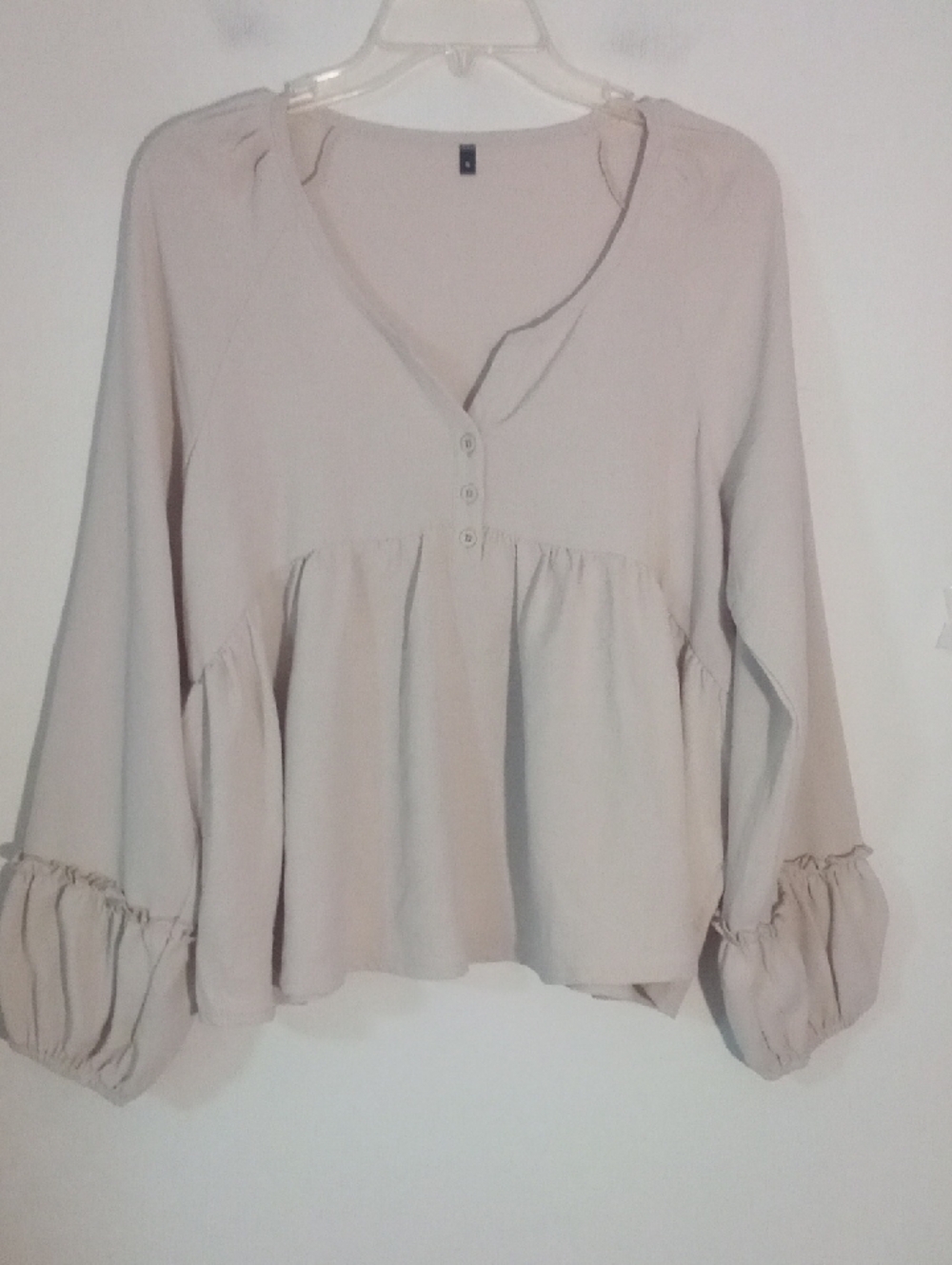 Unbranded Tan Babydoll Style Blouse Small New NWOT